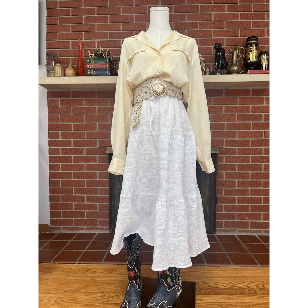 Vintage Dior Blouse Cream Modern Boho Gypsy Neutral Flowy Moto